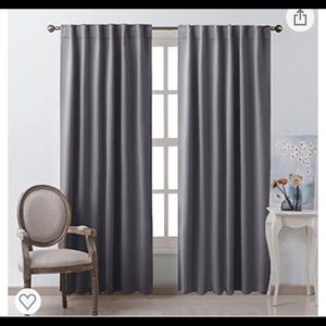 SET of 2 Grey Blackout Curtains Drapes 95”